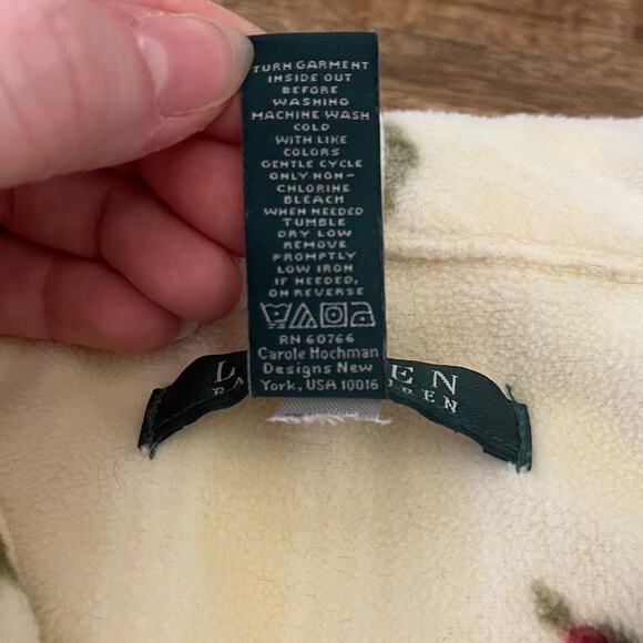 Lauren Ralph Lauren Fleece Pajama Top Small Rose Floral - Picture 7 of 11